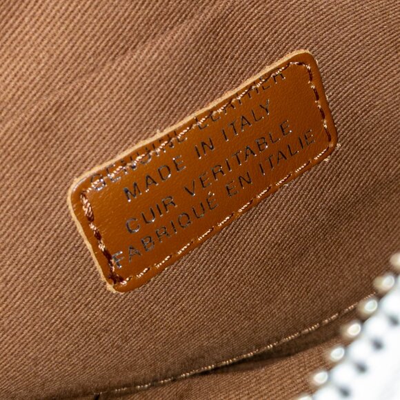 MARTINA MORI Made in Italy Genuine Leather Wristlet Pouch / White + Silver NWT - Picture 3 of 6